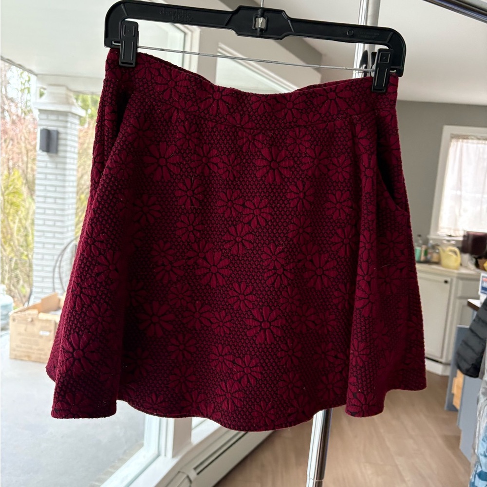 Burgundy Floral Skirt